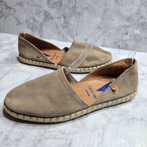 Verbenas Suede Espadrille Flats Women 38 Beige Leather Sock Spain-Made Slip-On C